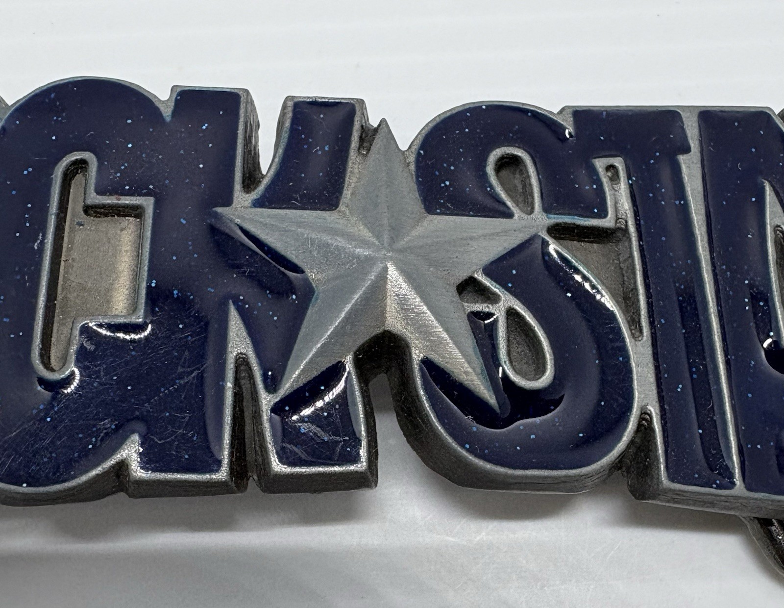 “NEW” Rock Star BELT BUCKLE Dark Blue Speckled Enamel Gray Metal Music Superstar