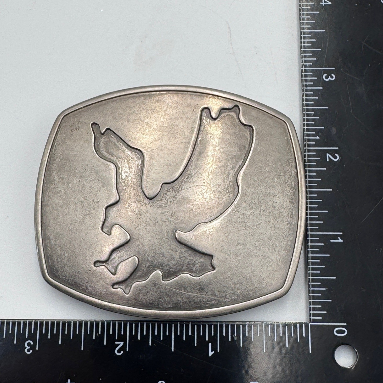Western Soaring Eagle Belt Buckle Silver Tone Metal Rectangular Americana Casual