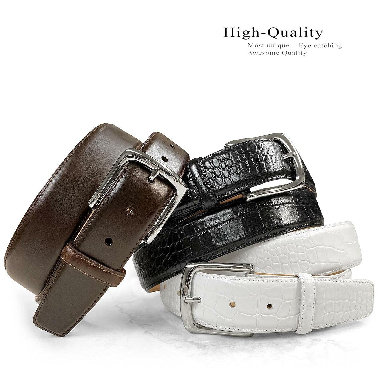 Valley View Classic Buckle Casual Belt Italian 38, W Smooth White