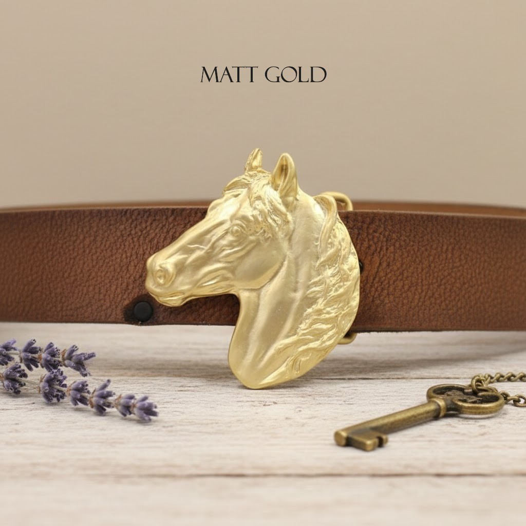 Horse Head Belt Buckle Jet Hematite – Dark Gem Look with Character