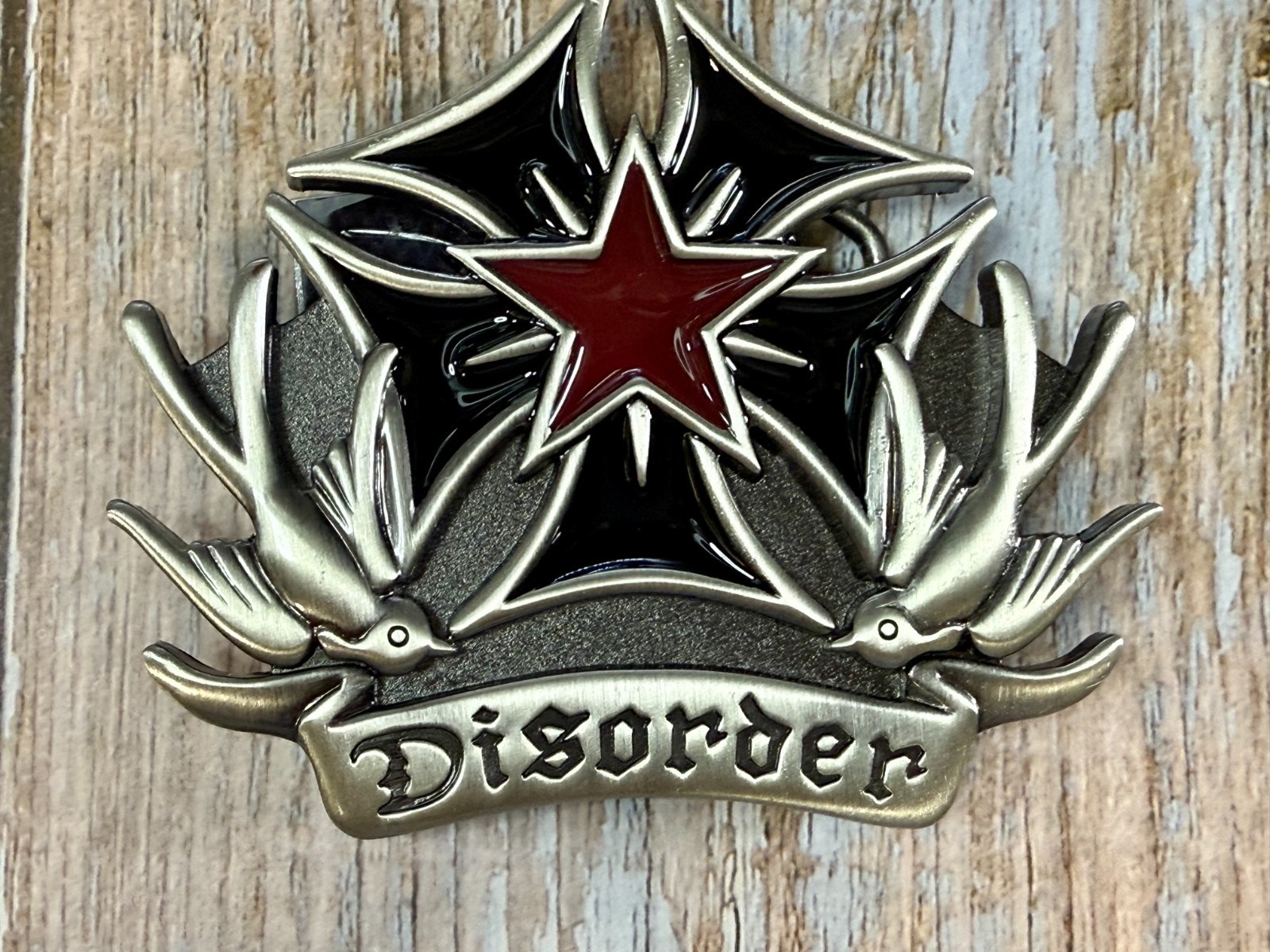 Disorder Iron Maltese Cross Doves NOS Silver Moon Creations Belt Buckle