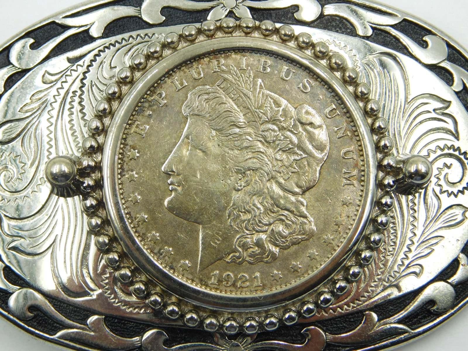SOUTHWESTERN 1921 MORGAN SILVER DOLLAR BELT BUCKLE / GREAT FATHER&rsquo;S DAY GIFT!