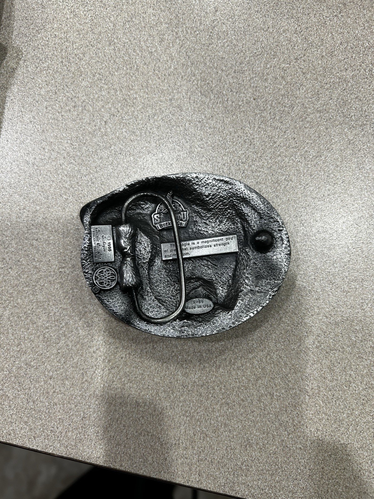 VINTAGE SISKIYOU BUCKLE CO.EAGLE PEWTER BELT BUCKLE X-89 1990