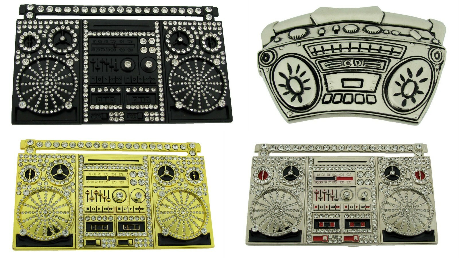 Retro Boom Box Belt Buckle Blaster Radio Dj Ghetto Music Old school Silver Metal
