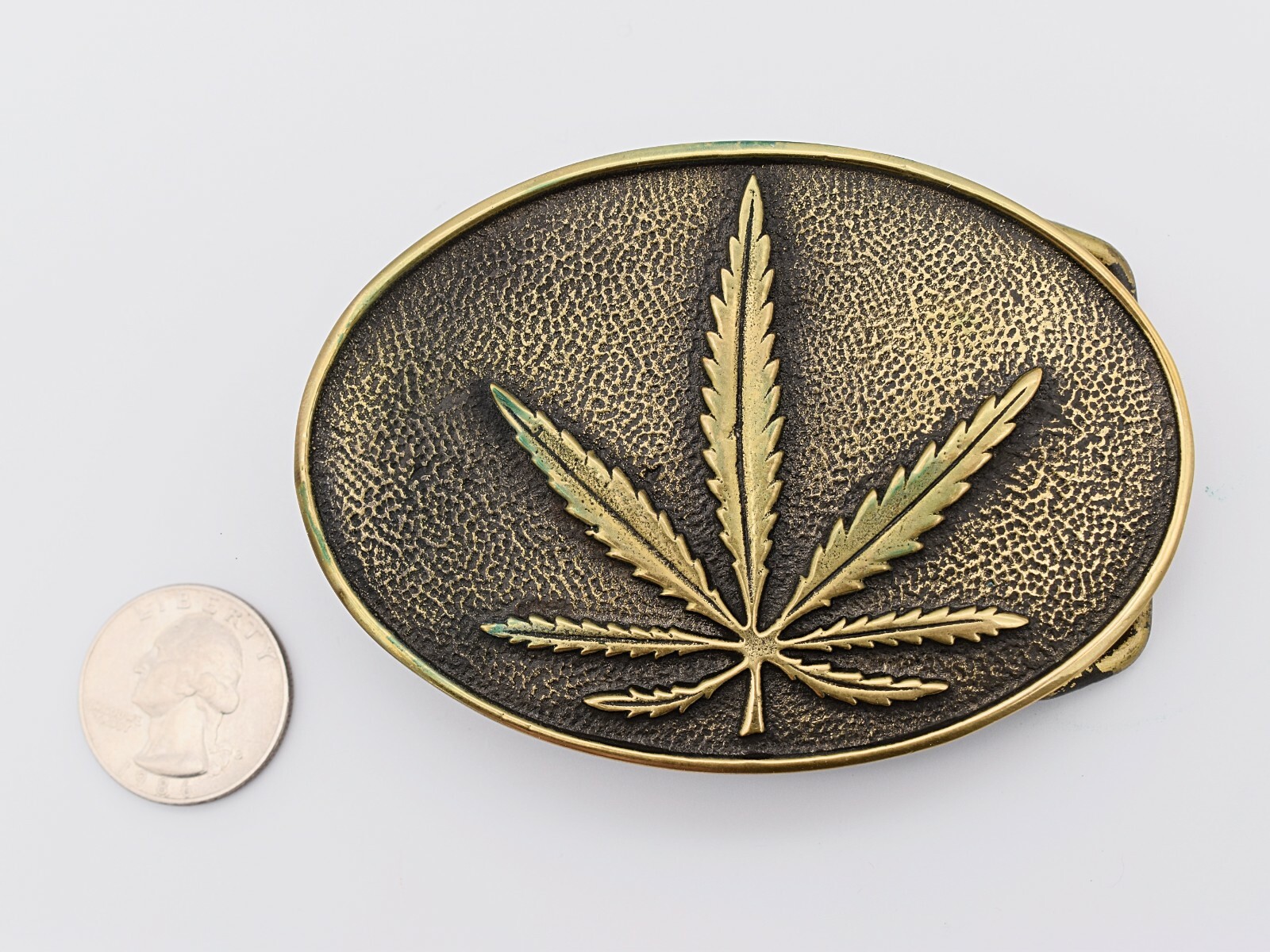 Solid Brass Rare Marijuana Pot Leaf Vintage BTS Belt Buckle