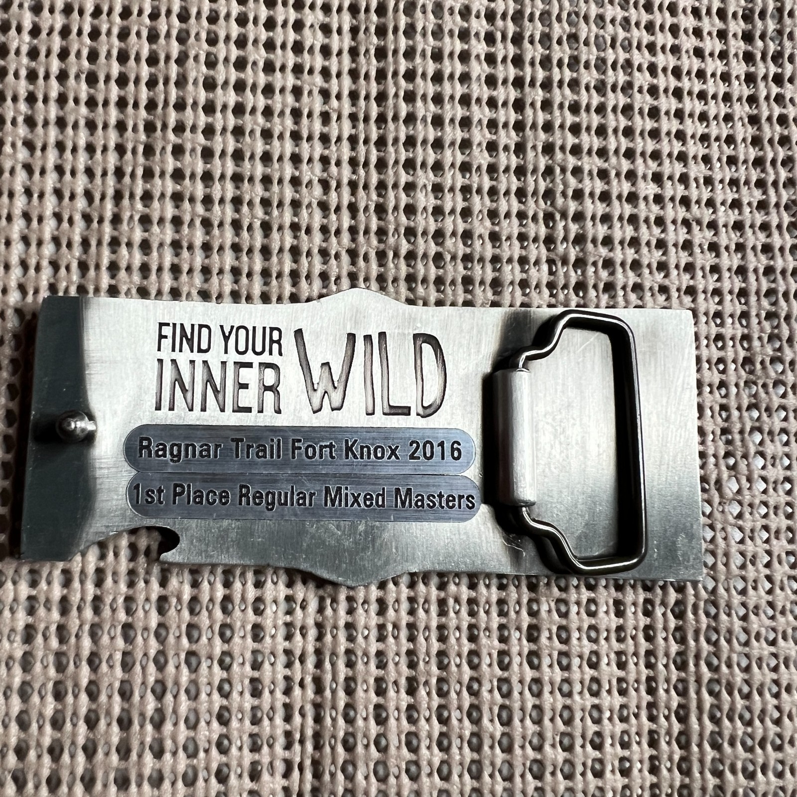 Ragnar Trail Fort Knox 2016 Belt Buckle Medal 1st Place Regular Mixed Masters