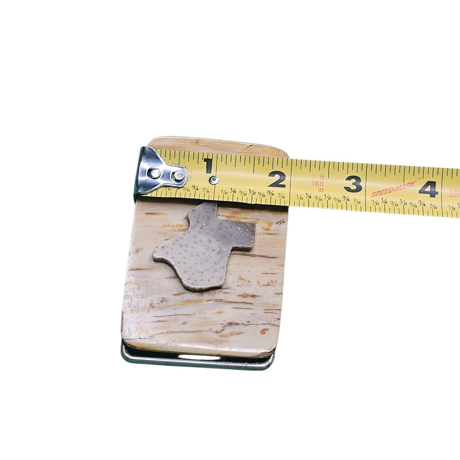 Texas State Belt Buckle Natural Wood Silver Metal