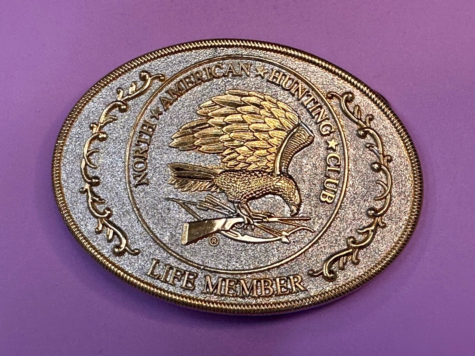 North American Hunting Club Life Member 2-Tone Belt Buckle, Perfect Gift Idea!