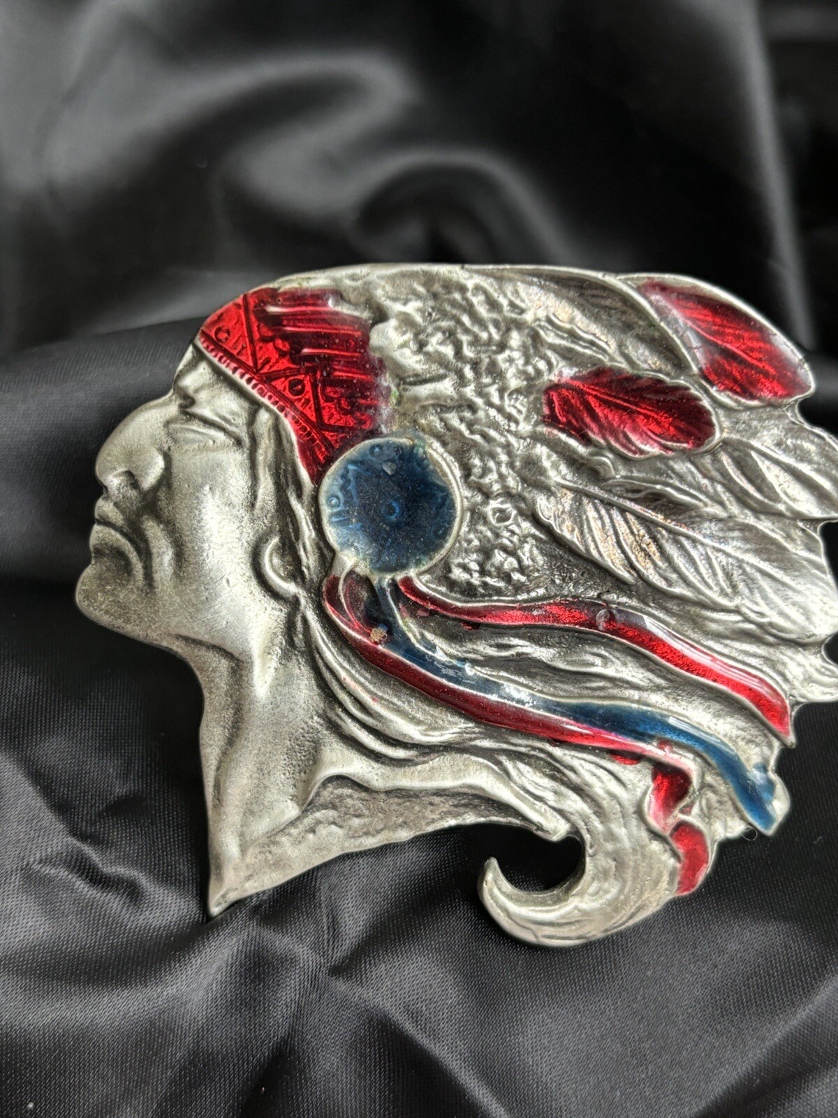Vintage Chief Belt Buckle By The Great American Buckle Company Chicago 3&Prime;x3&Prime;