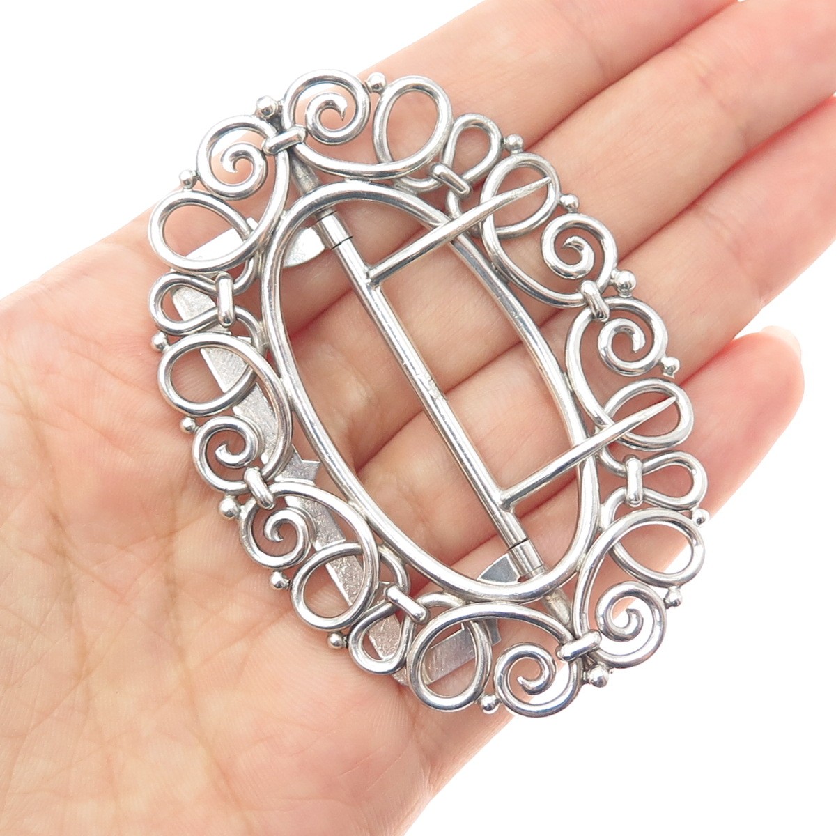 THOMAS F. BROGAN CO. 925 Sterling Silver Antique Art Deco Spiral Belt Buckle