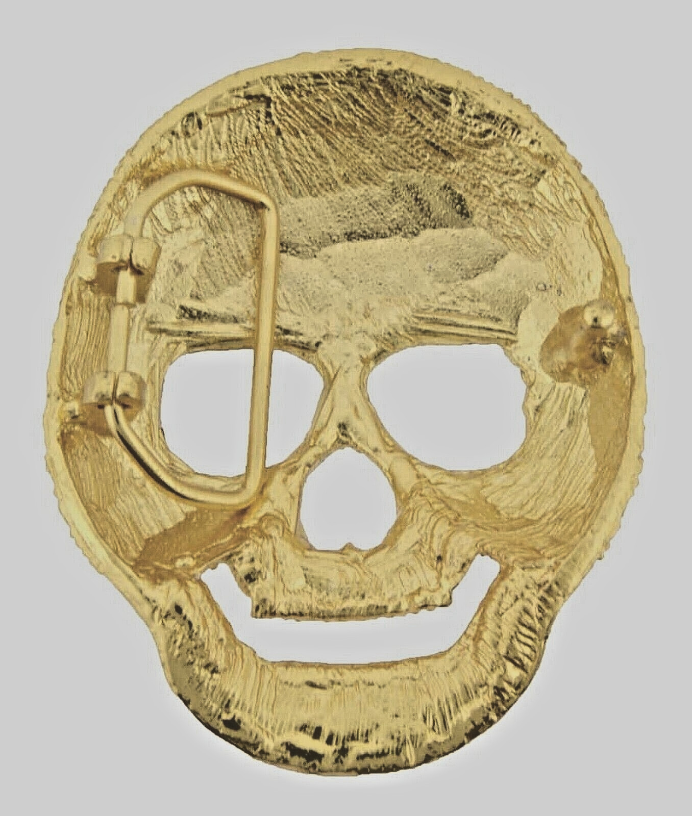 Skull Belt Buckle Gold Metal Bling Rhinestones Halloween Pirate sign Costume New