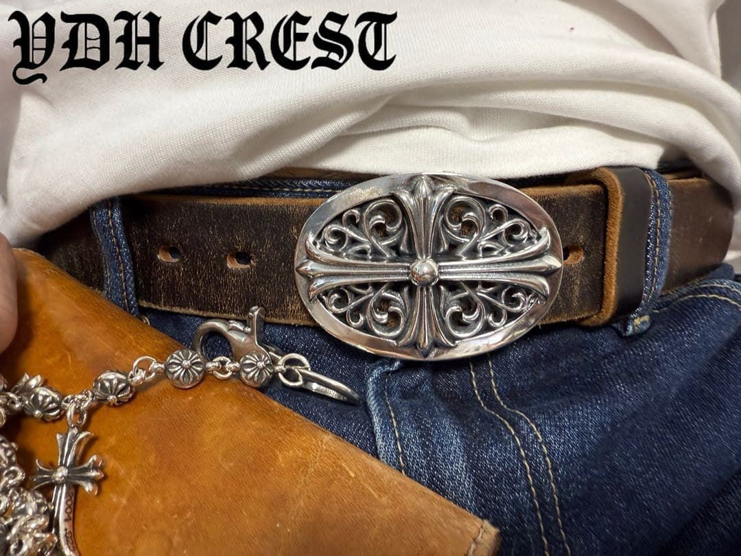 Gothic Cross Belt Buckle Silver Tone Ornate Oval Biker 4.1oz【CCKRO】