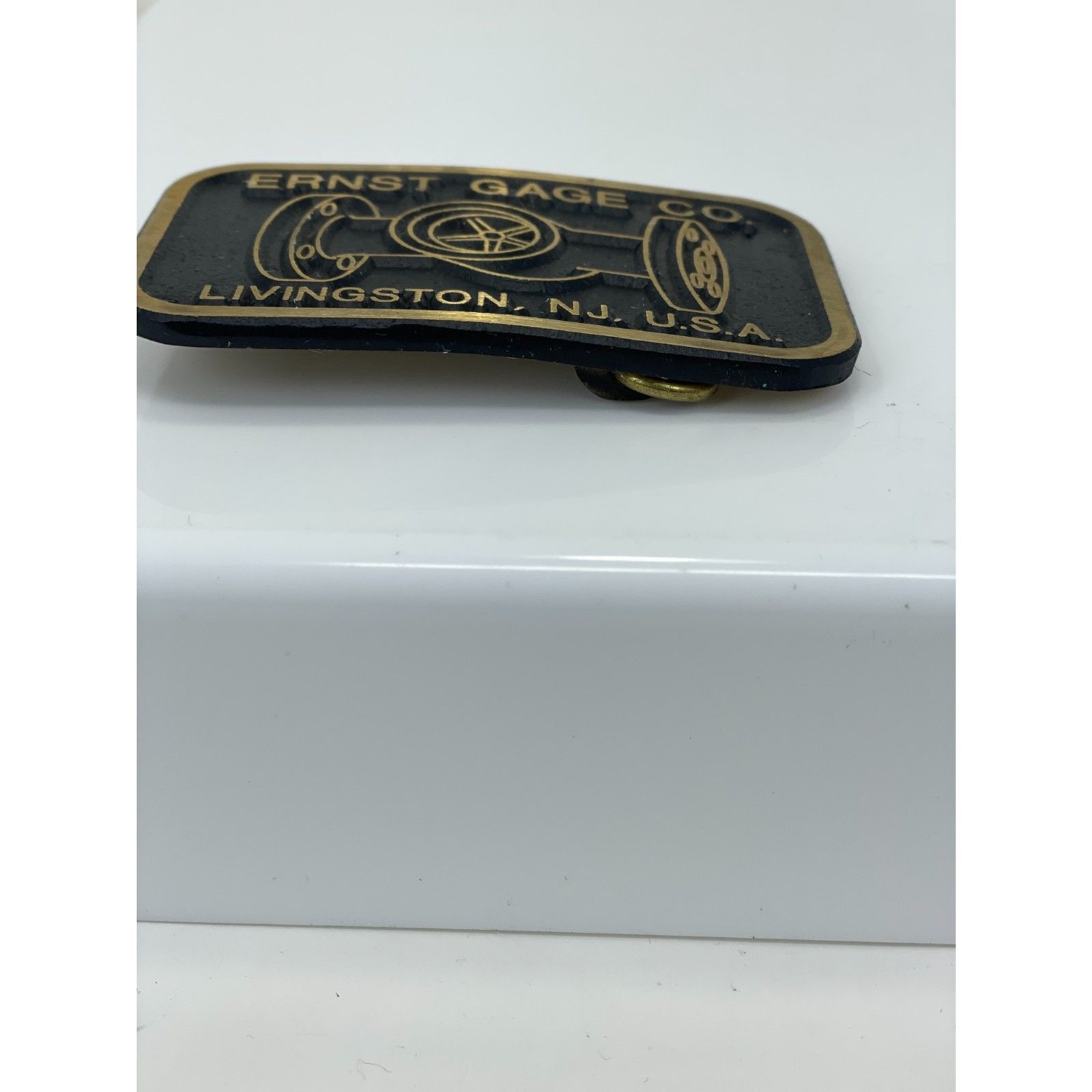Ernst Gage Co. Livingston NJ USA Brass Belt Buckle