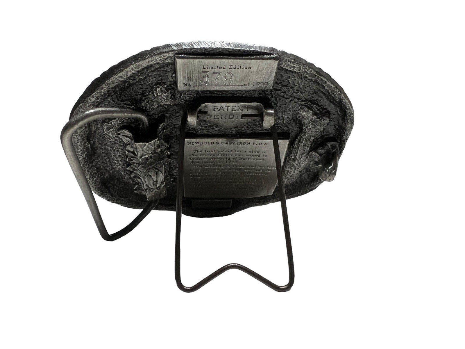 Vtg 1985 Nasco Newbold&rsquo;s Cast Iron Plow Growing Of America Belt Buckle #379