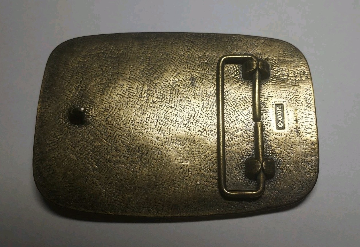 Brass Belt Buckle With Airplane AVON