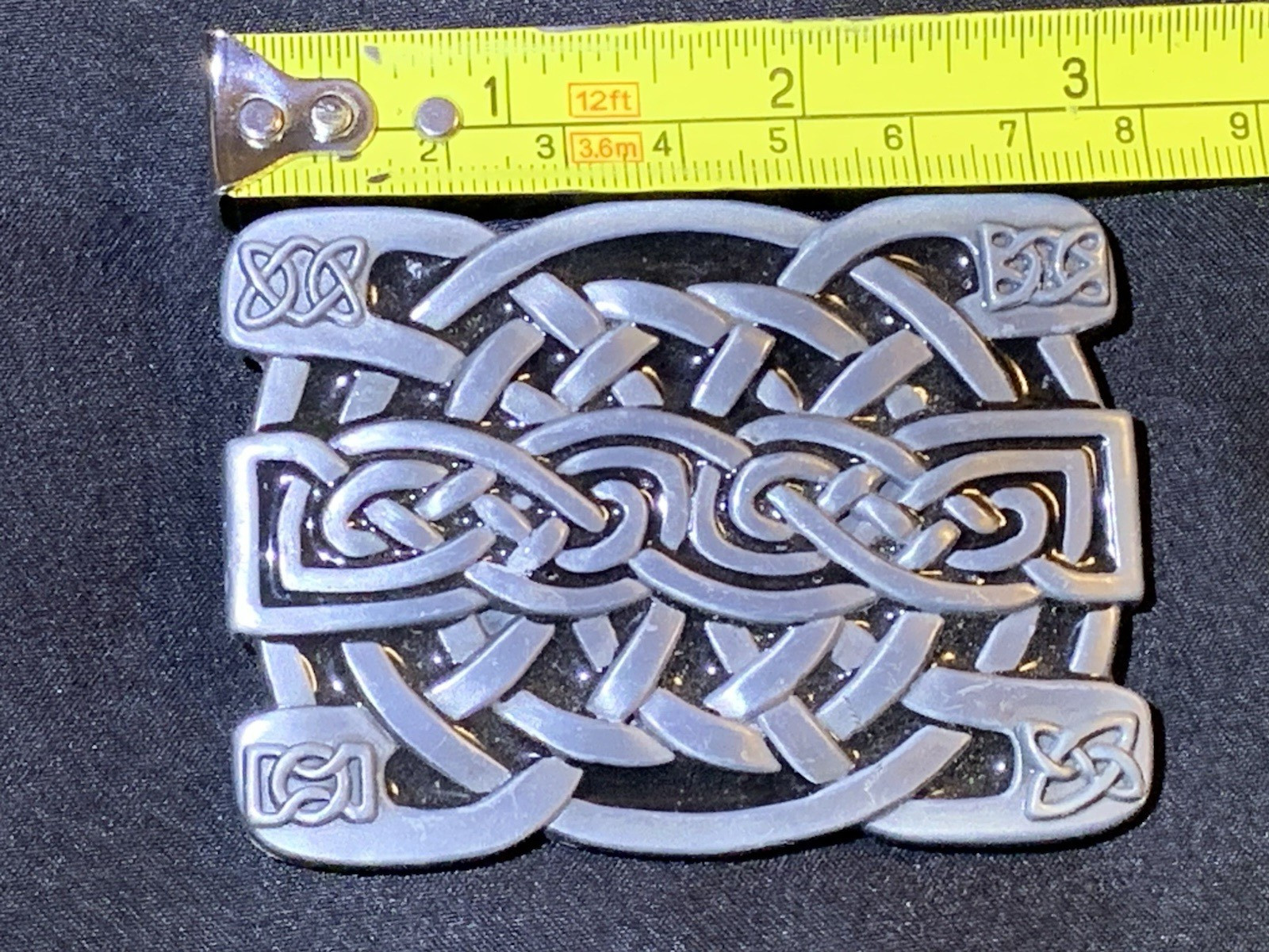 Buckle Rage Belt Buckle Celtic Endless Knot Silver-Tone Braided Art Design EUC
