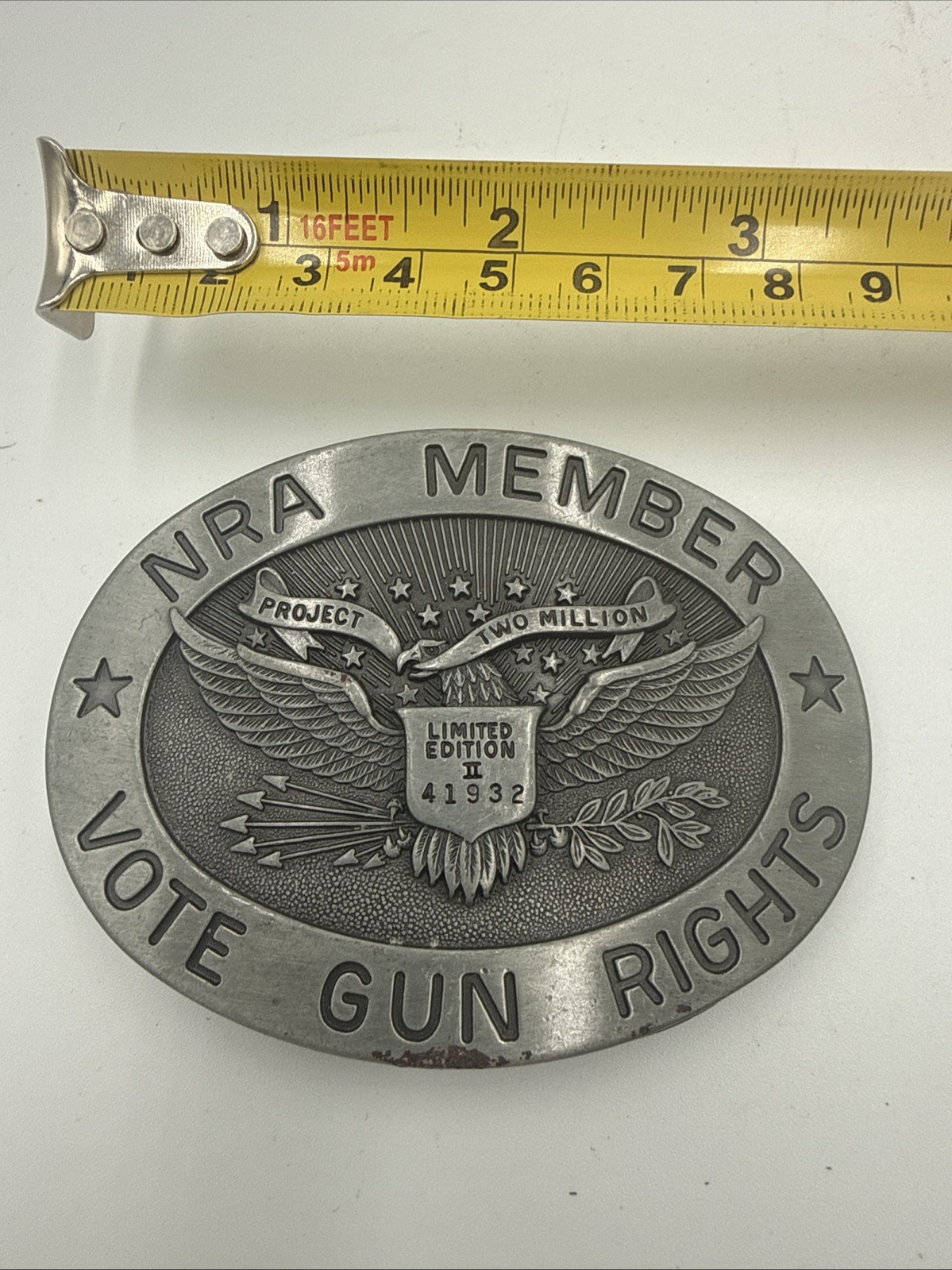 Vintage Limited Edition Numbered NRA Member Vote Gun Rights Pewter Belt Buckle
