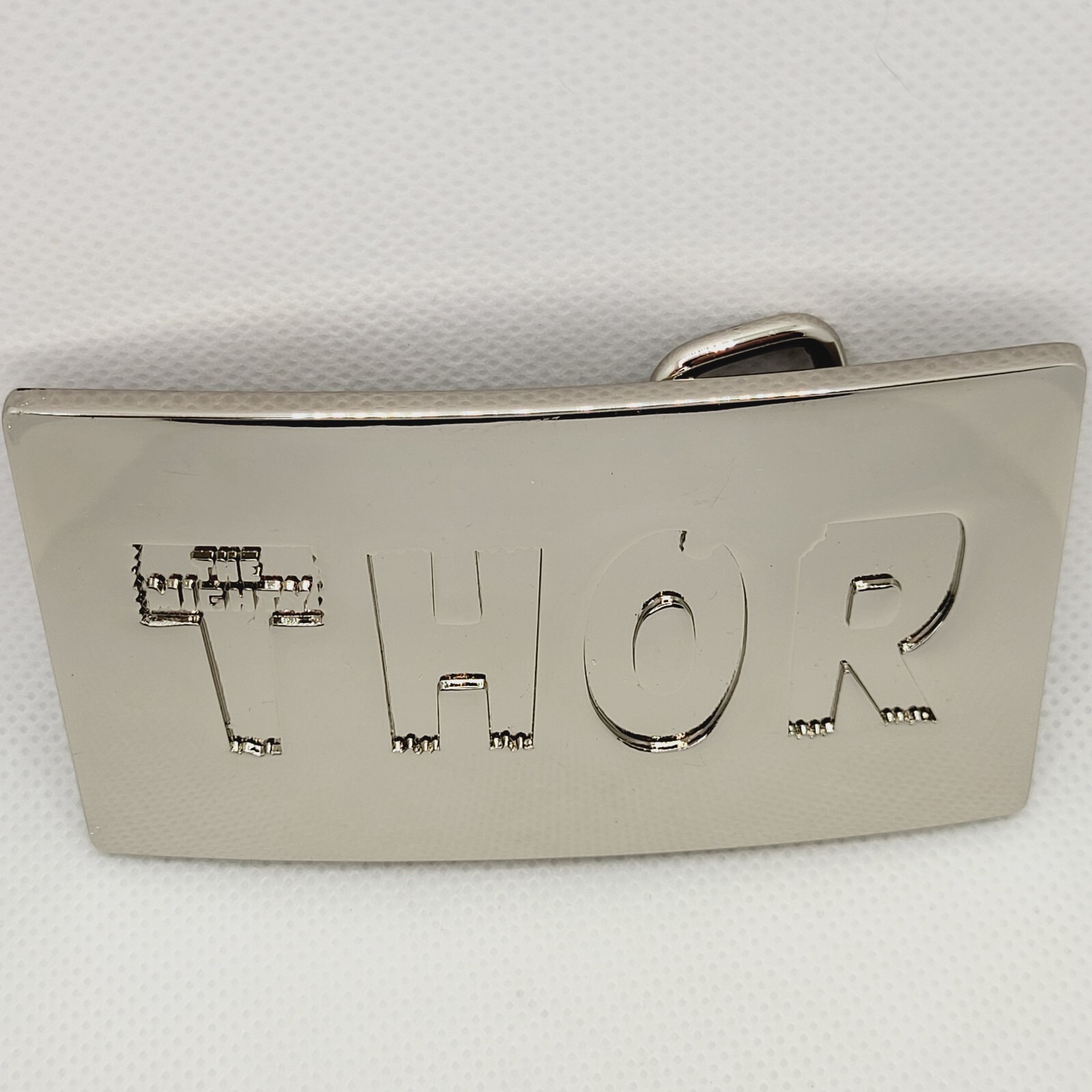 The Mighty THOR Solid Metal Men&rsquo;s Belt Buckle Silver Shiny Chrome Marvel 2011