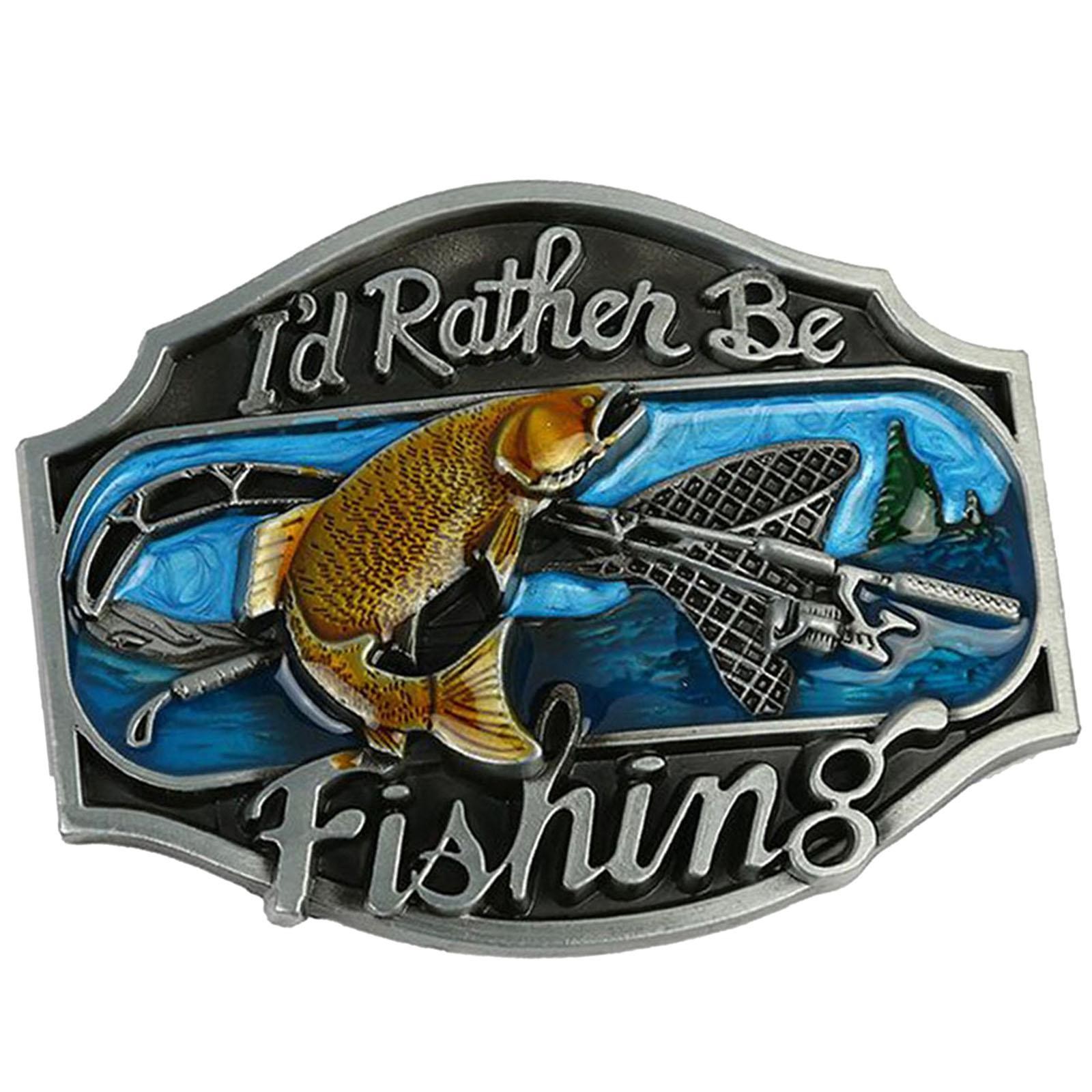 Novelty Enamel Fishing Belt Buckle Western Cowboy Buckle Metal Vintage Mens