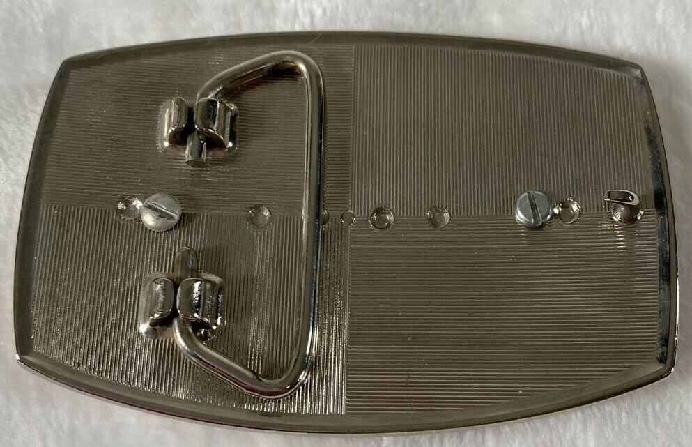 Western Belt Buckle Ombre Brown White Oval Men 3.5 x 2&Prime; Silver Plate
