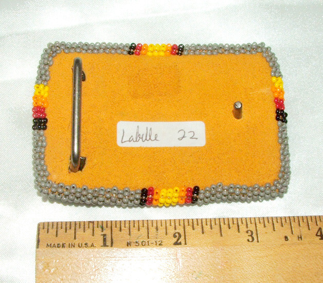 Belt Buckle Native American Beadwork Gray Thunderbird 3.5×2.5&Prime; New #22