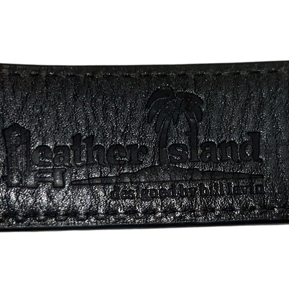 🖤 Leather Island by Bill Lavin Belt w/ Decorative Marble-Style Buckle