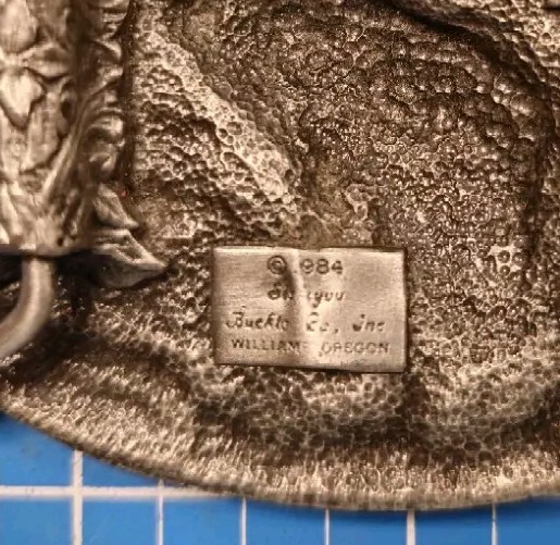 Vintage 1984 Siskiyou Belt Buckle Bass Fishing 3D Enameled Outdoor Pewter