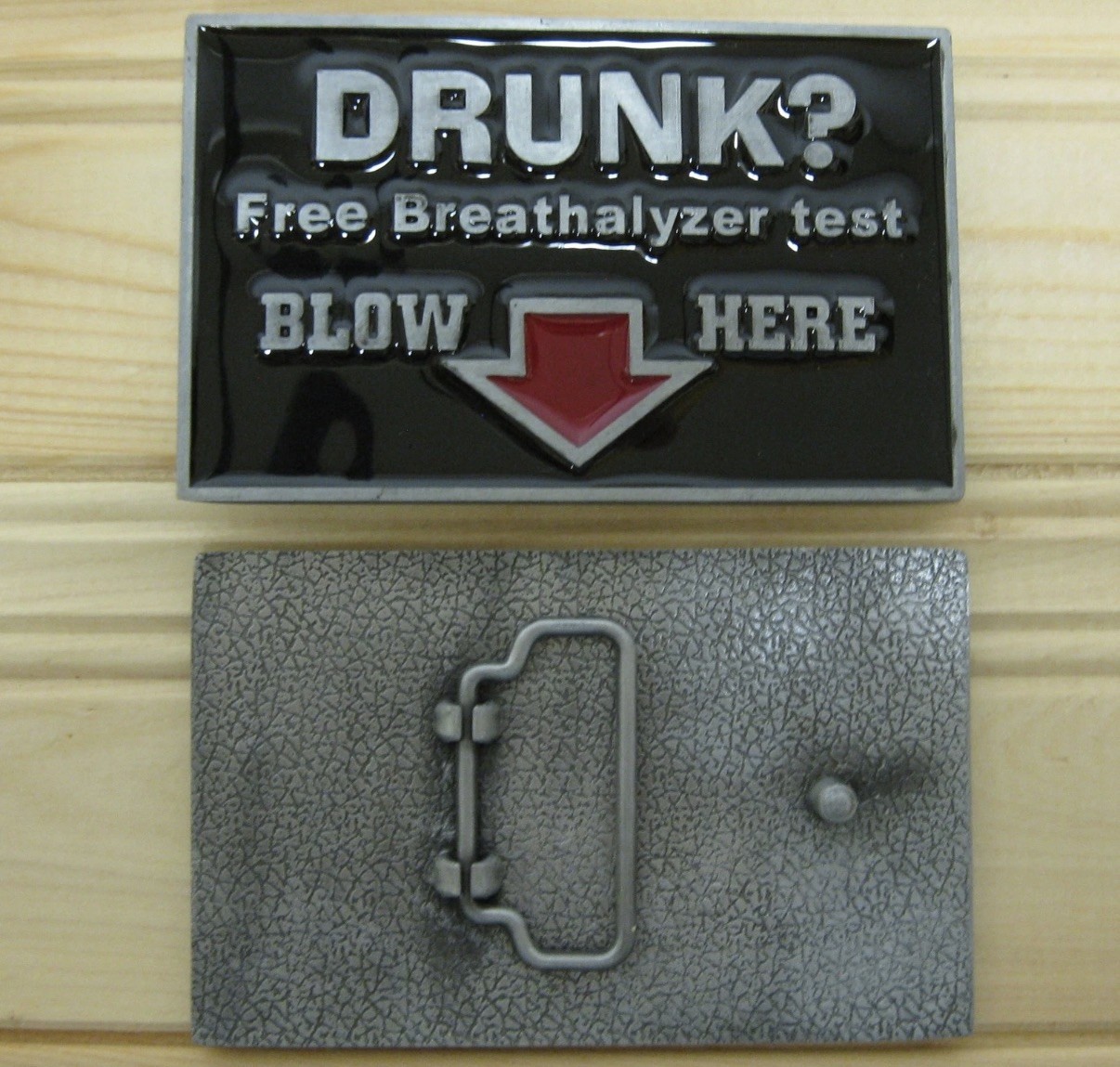 Joke Alcohol Sex Drunk Free breathalyzer test Blow Here belt buckle