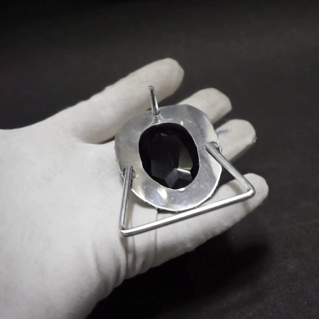Vintage Western Belt Buckle Black Onyx Stone Silver Boho Statement Accessories