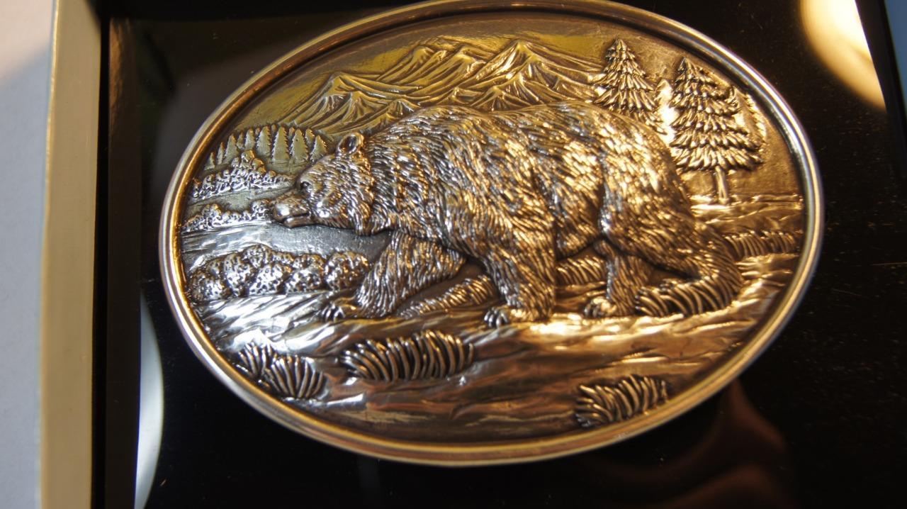 Nocona OVAL ANTIQUE SCROLL Grizzly Bear BUCKLE Belt Buckle 37045