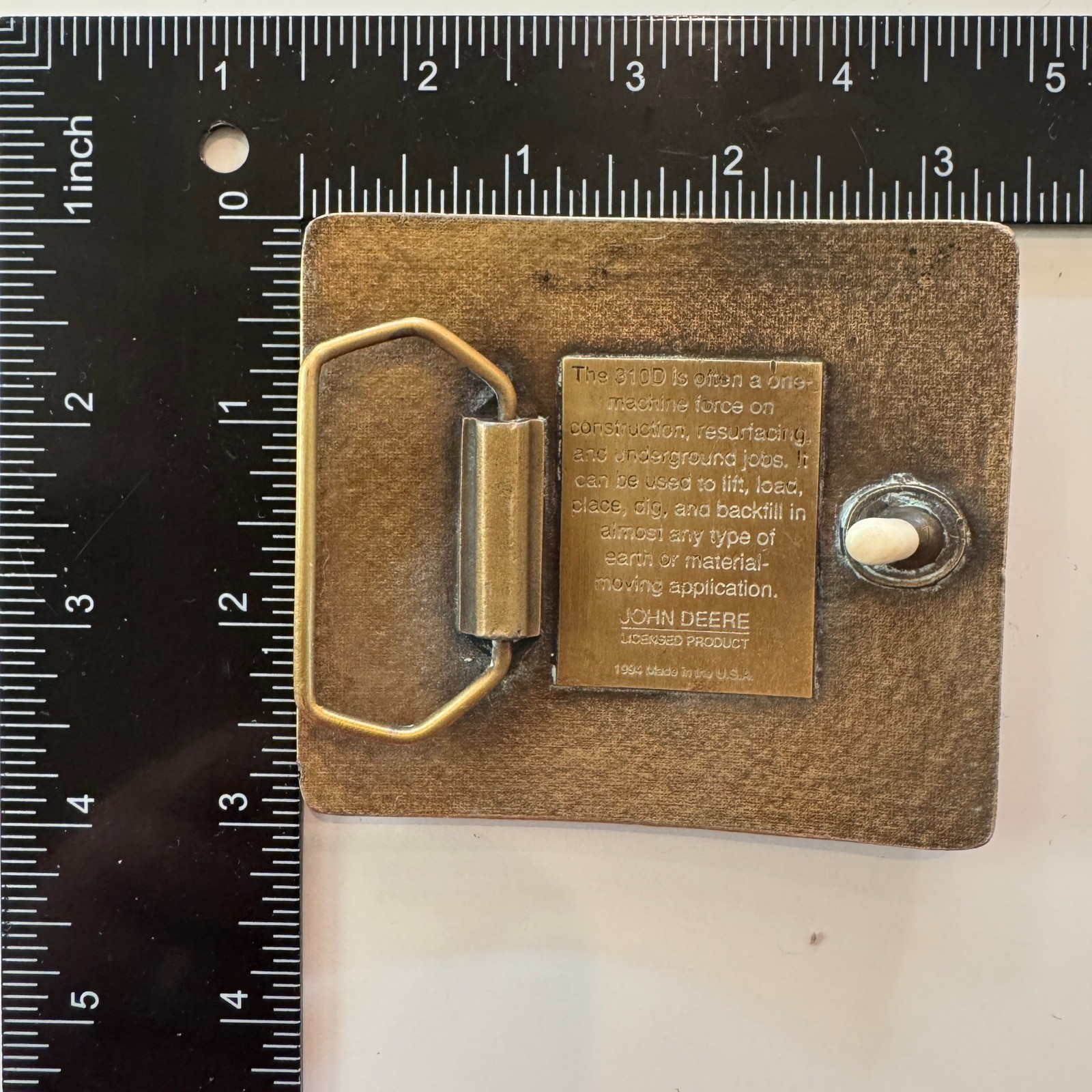 John Deere 310D Backhoe Belt Buckle Vintage Brass Heavy Equipment 1994Tractor
