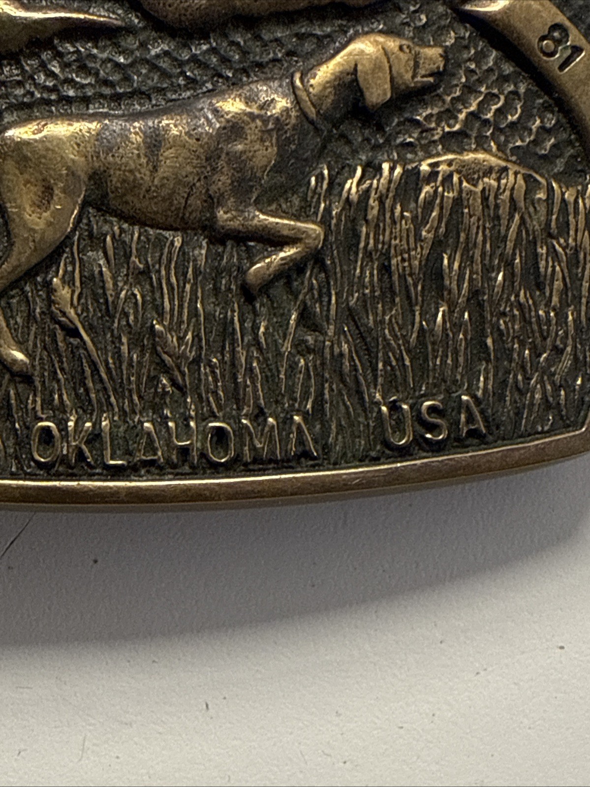 1981 GRAND NATIONAL QUAIL CLUB ENID OKLAHOMA BIRD DOG HUNTER BELT BUCKLE 15 ANV.