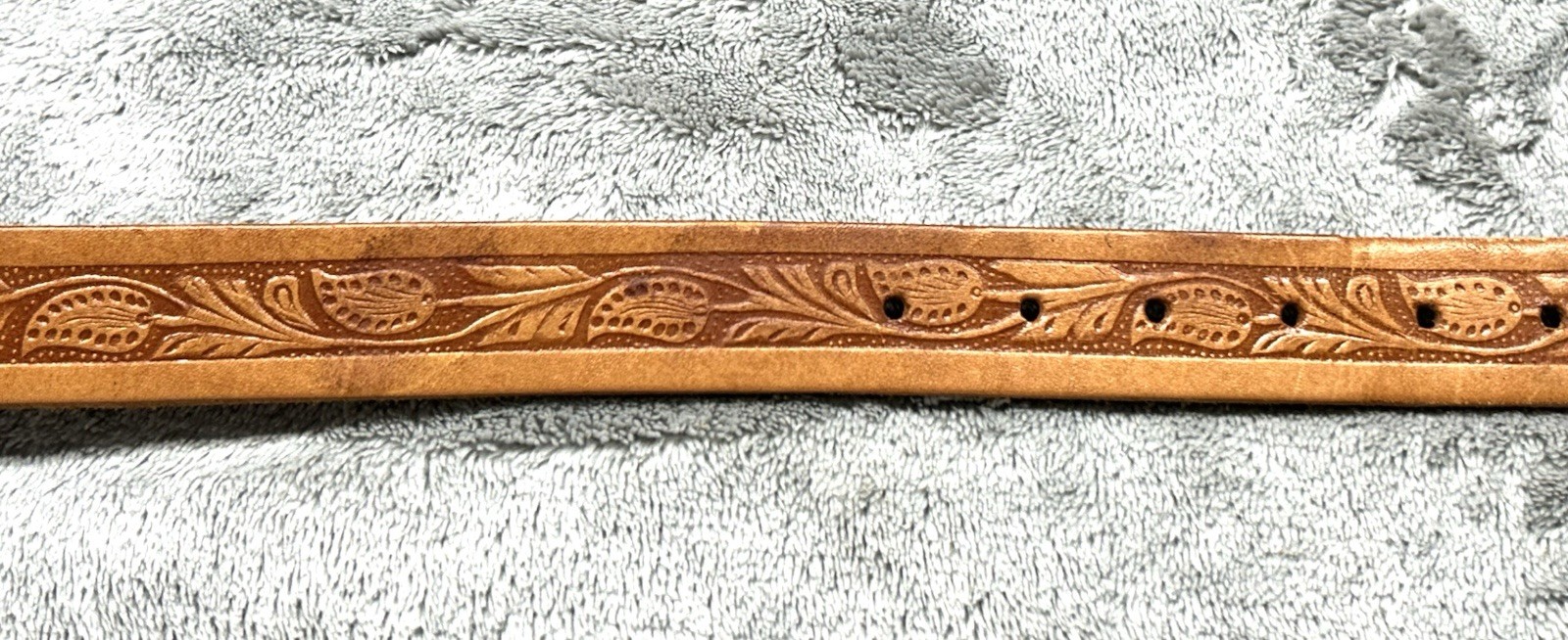 Vintage Inspired Tooled Leather Belt Silver Buckle Fits 24–28 Western Cowboy