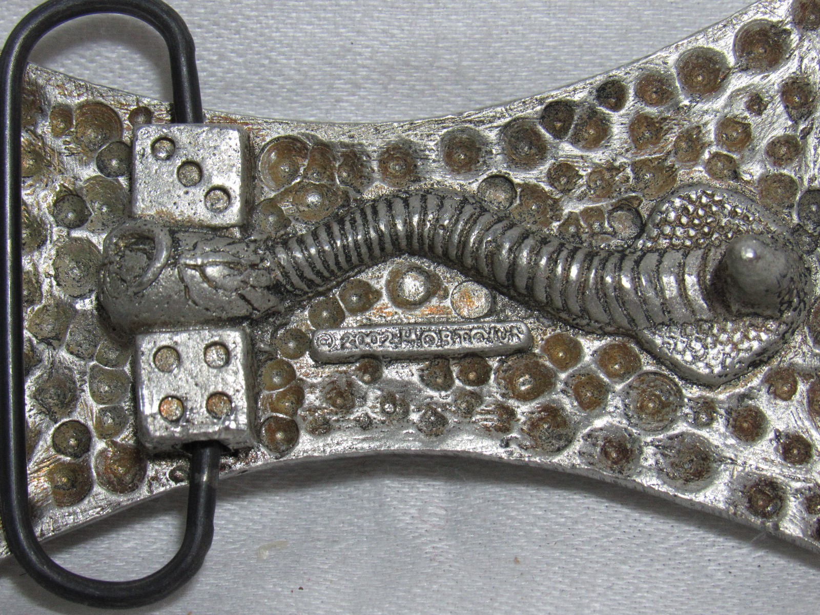 CHOPPERS Belt Buckle w/ COBRA and DICE Clasp Silver / Black Metal 2002 Mobtown