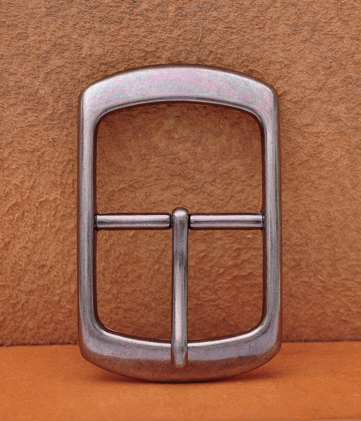 Solid Silver Center Bar Belt Buckle for Leather Belt Replacement Fit 38mm Strap
