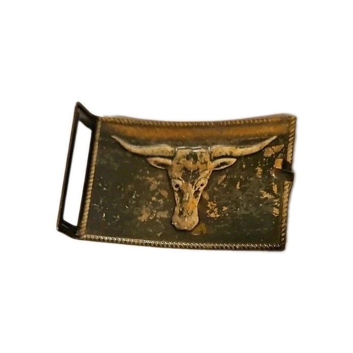 COPPER TONE BULL STEER HEAD BELT BUCKLE WESTERN VINTAGE