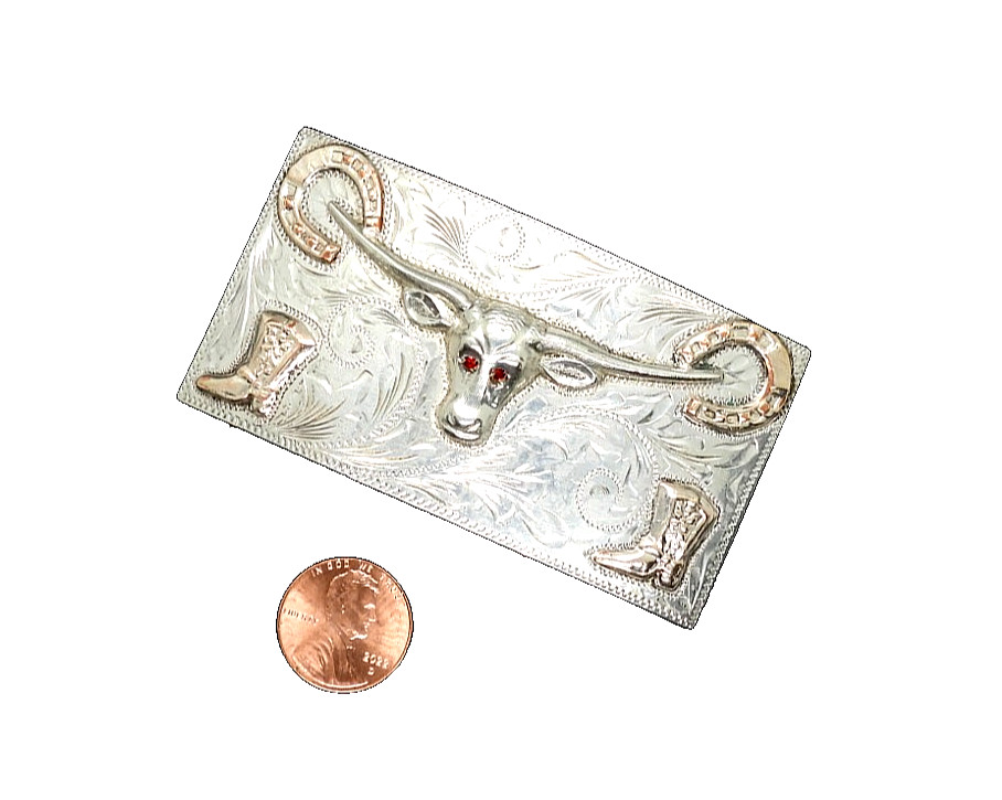 Vintage Taxco Mexican 925 Sterling Silver Cowboy Western Belt Buckle Eagle 50