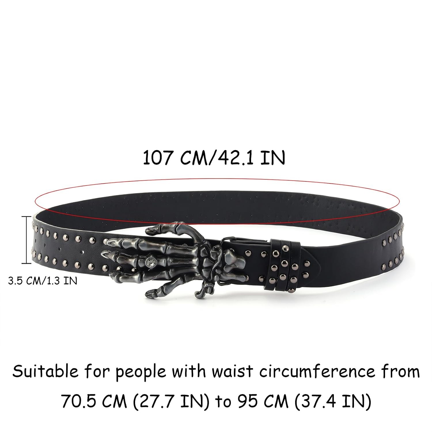 Gothic Punk Skull Head Leather Buckle Belt Metal Skeleton Waist Band