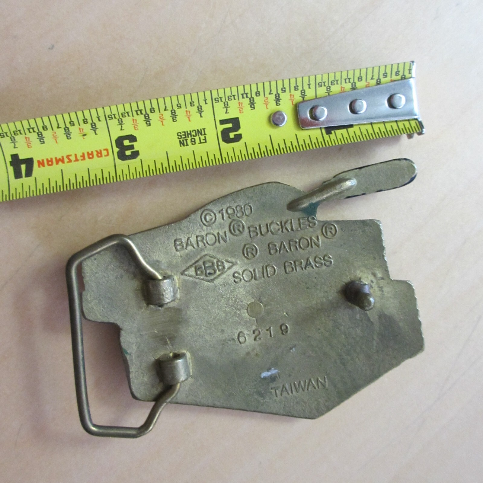 cement BRICKLAYER brick layer MASON belt buckle work BRASS trowel 3.5&Prime; x 2 5/8