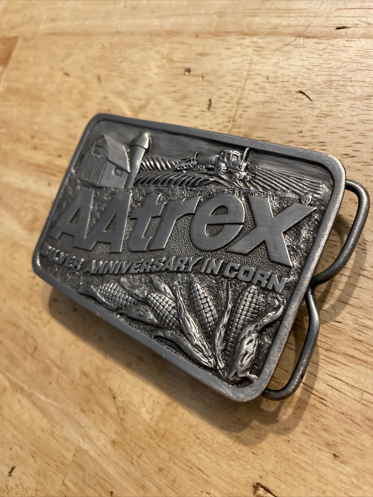 AAtrex Vintage Belt Buckle Seed Corn Farm Rodeo Farmer Collector Patina Rancher