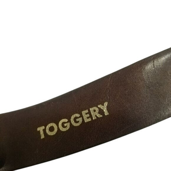 Vintage Lejon Glove Leather Belt Size 36 Brown Gold Buckle Square Pin Closure