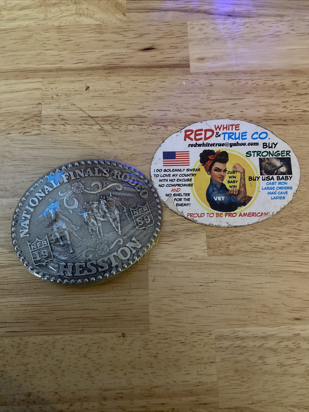Hesston Vintage Rodeo Belt Buckle 1989 METAL Original Wrap National Finals NFR
