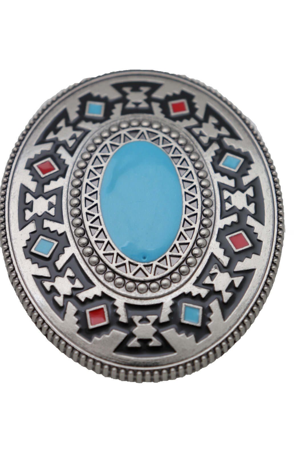 Men Women Buckle Silver Metal Western Fashion Turquoise Blue Ethnic Bohemian