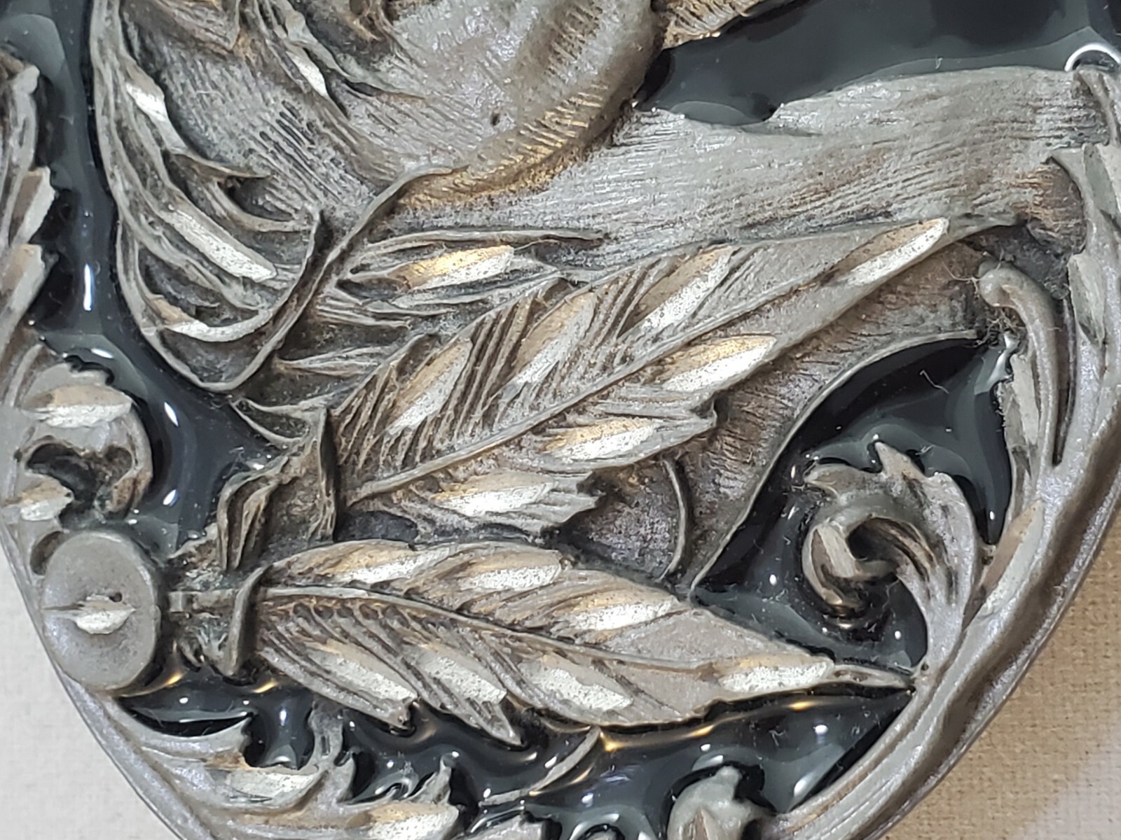 Black Enameled Diamond Cut Pewter Horse Buckle