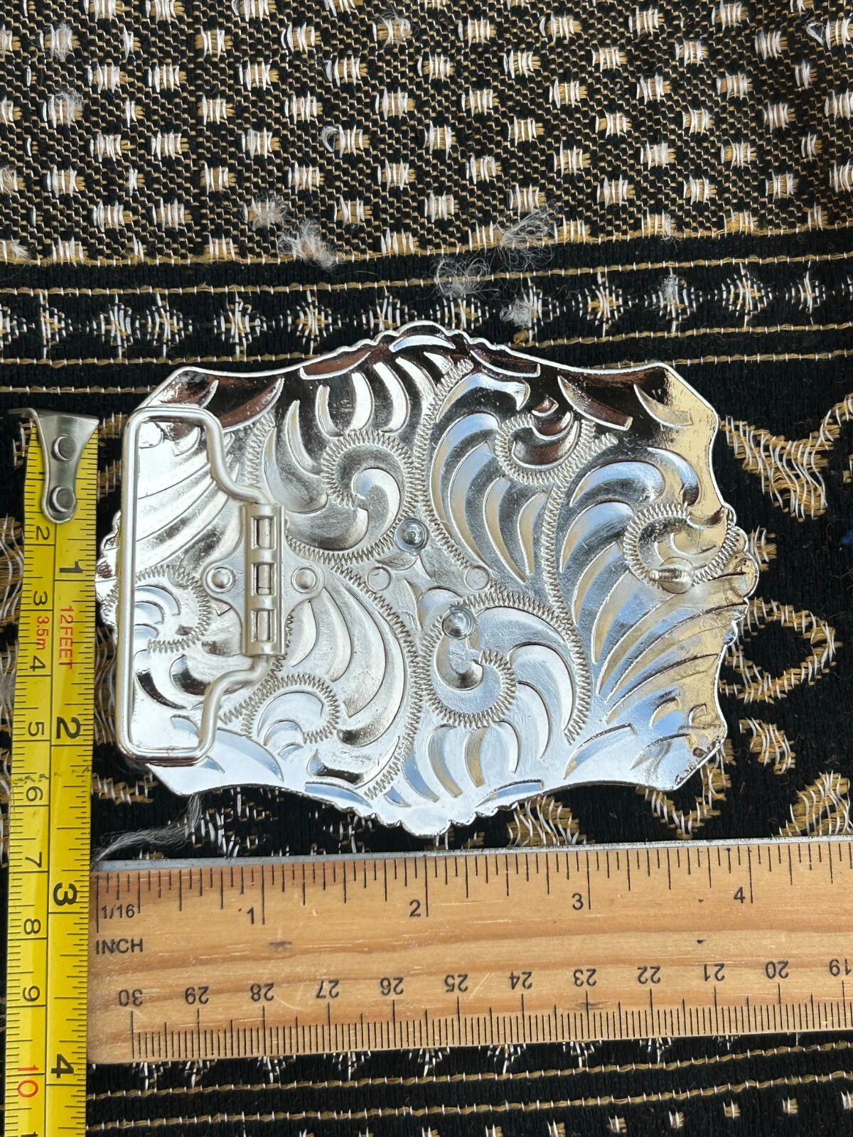 Western Buckle Gold Black Silver Rooster Cowboy 2 »Buckle Hebilla Vaquero Gallo