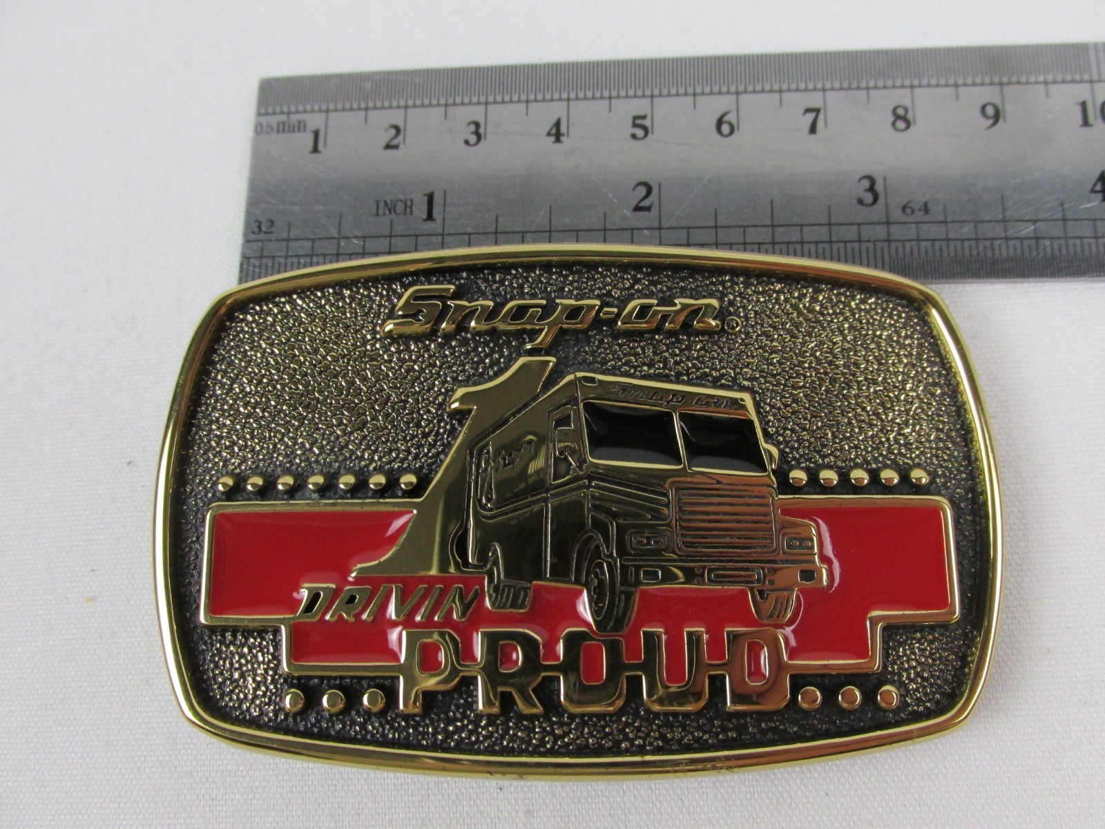 1989 Snap-on Tools Solid Brass Box Truck Drivin Proud Belt Buckle BTS SSX-1313