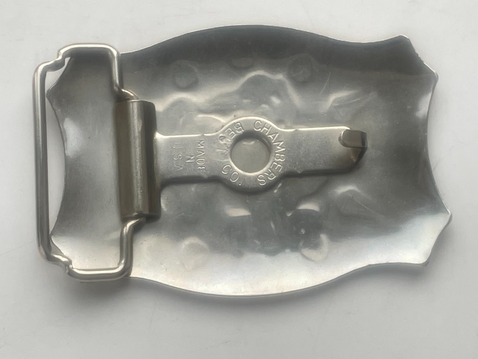 Vintage NOS Chrome Rodeo Style Belt Buckle by Chambers Belt Co Made in USA