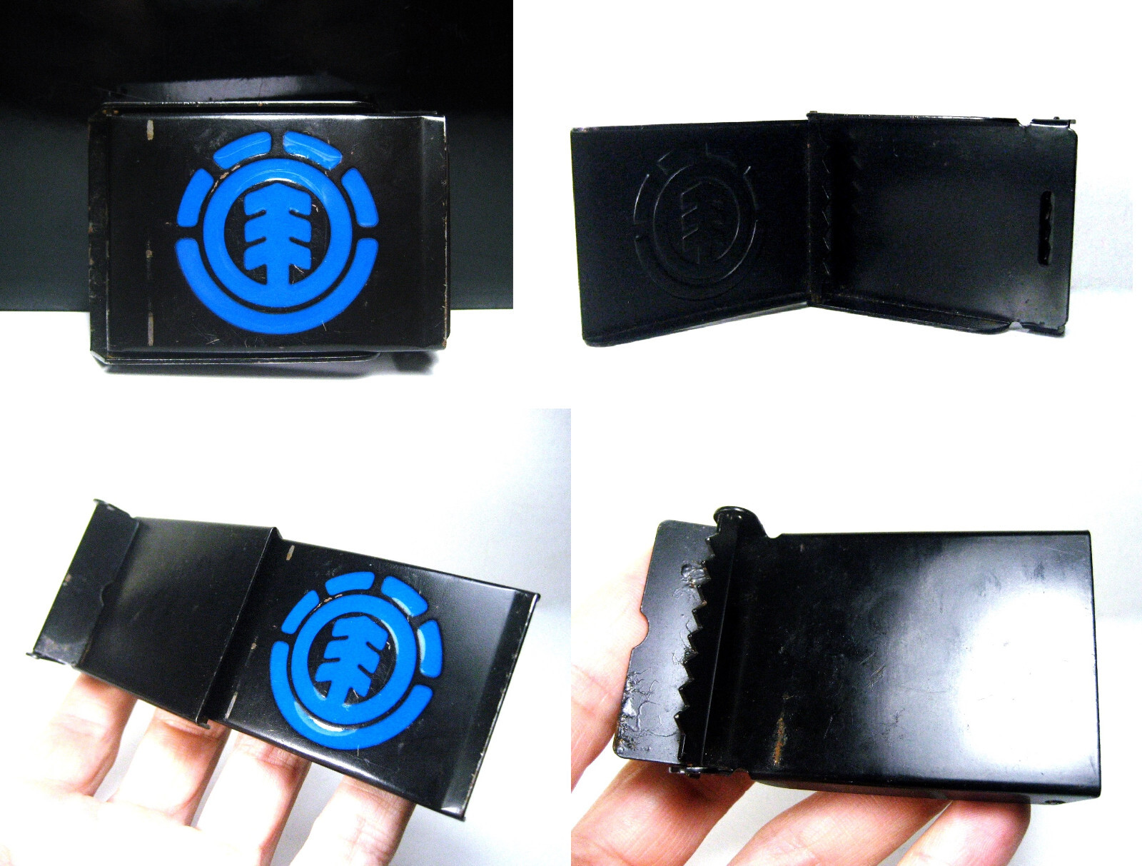 Element Skateboards Belt Buckle Black Painted Steel Blue Enamel Logo 2 5/8&Prime; NICE