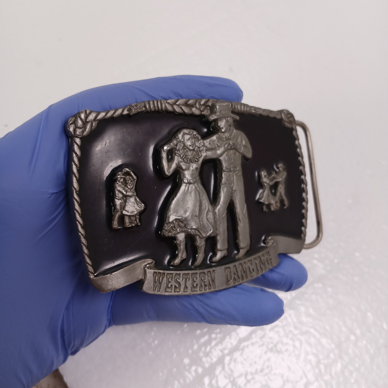 Vintage Buckles of America Masterpiece Western Dancing Belt Buckle USA Cowboy