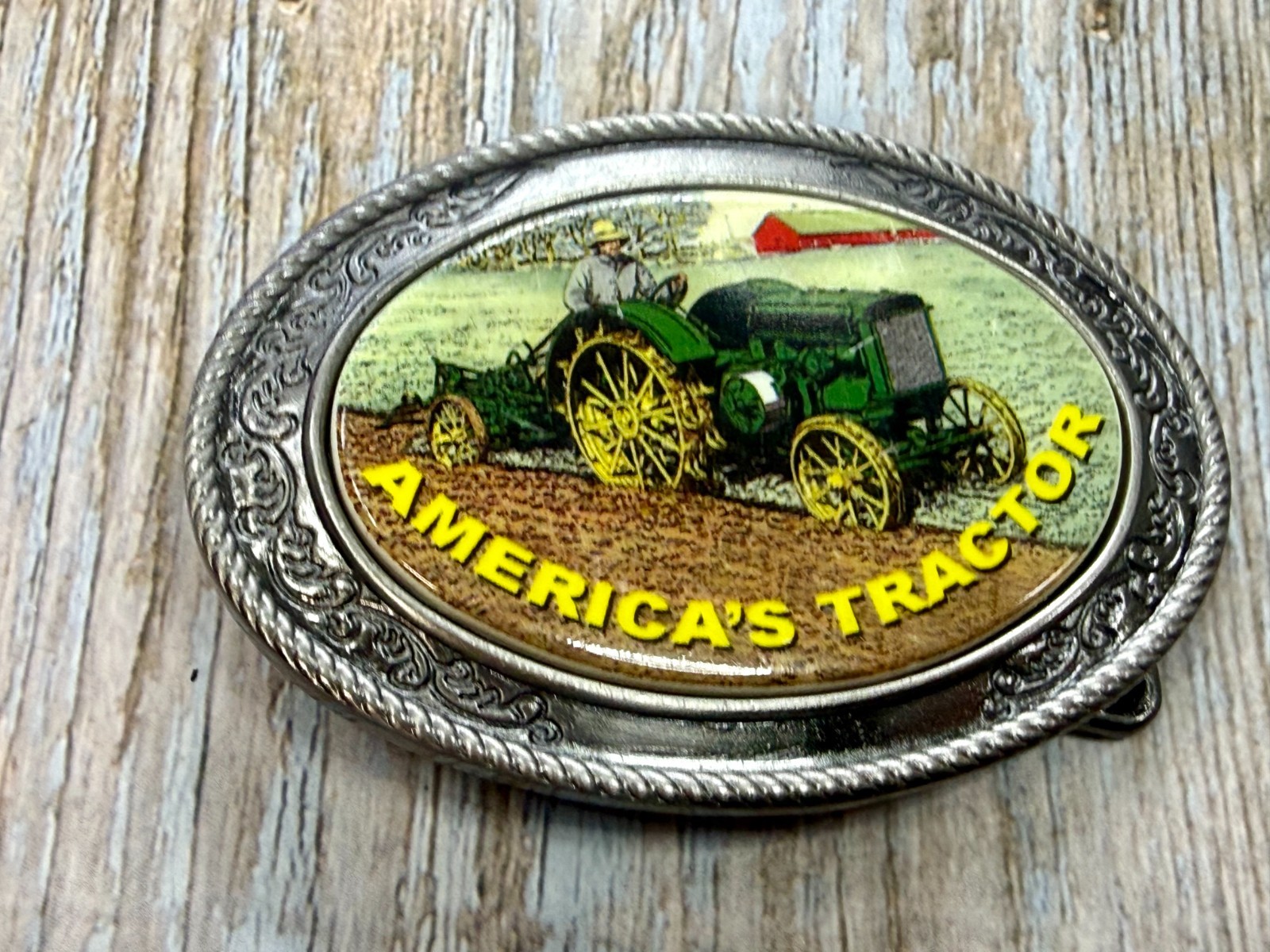 America&rsquo;s Tractor Agricultural Farm Scene Farmers Western Style Belt Buckle